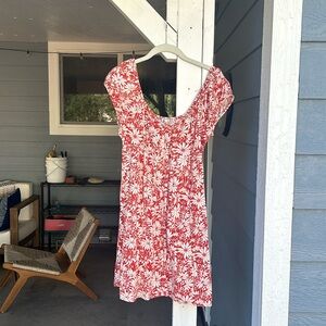 Madewell Linen Blend Red Floral Dress - Excellent Condition